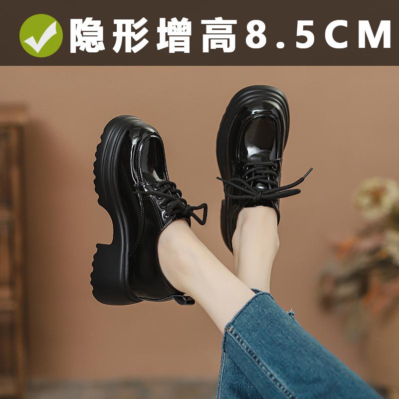 小个子内增高英伦风黑色乐福鞋女