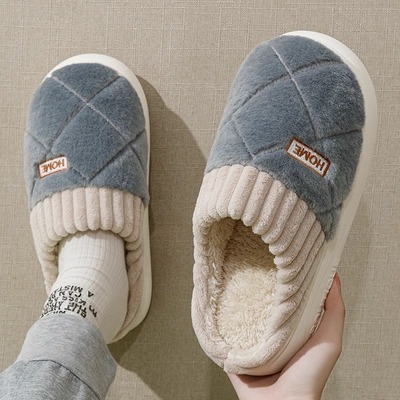 厚底棉拖鞋男士冬季2025新款家居室内毛绒保暖地板棉拖男款秋冬天