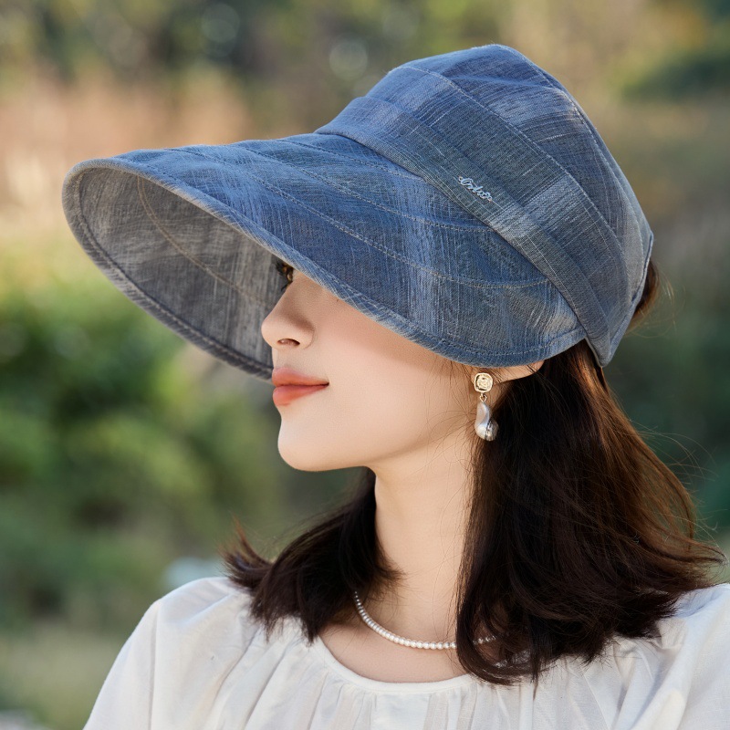 夏季遮阳帽女2025新款透气户外防晒帽子大檐太阳帽沙滩优雅渔夫帽