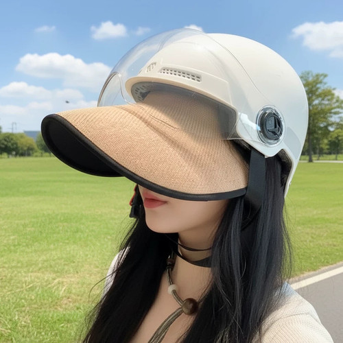 骑行风吹不翻黑胶空顶帽子女款2026新款草编防晒遮阳帽时尚太阳帽