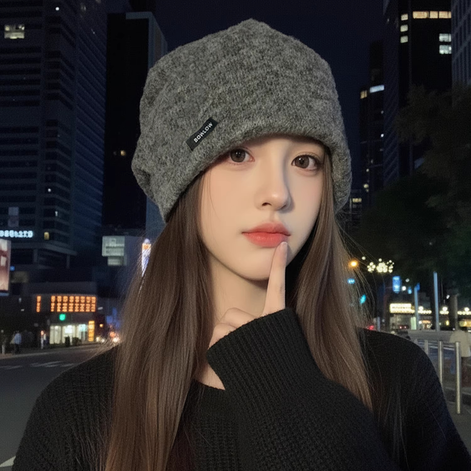 韩系高级感大头围复古堆堆帽子女2025新款秋冬显脸小保暖毛绒冷帽