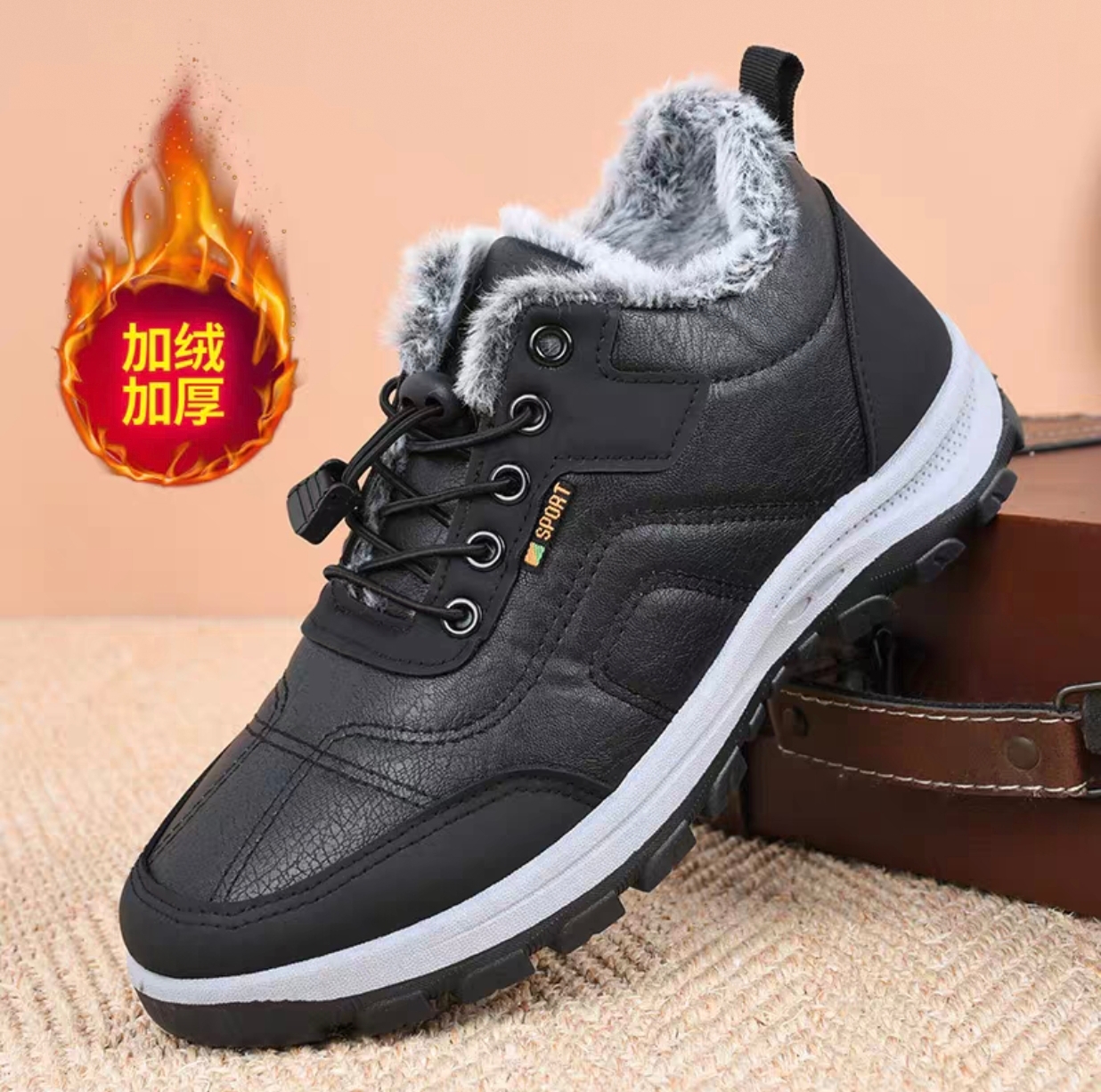 棉鞋男款冬季防寒保暖加绒加厚棉靴男士防水防滑爸爸雪地靴中老年
