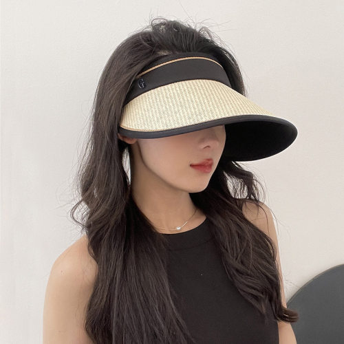 uv黑胶大帽檐空顶帽女夏天骑车遮阳防晒防紫外线可折叠太阳帽子
