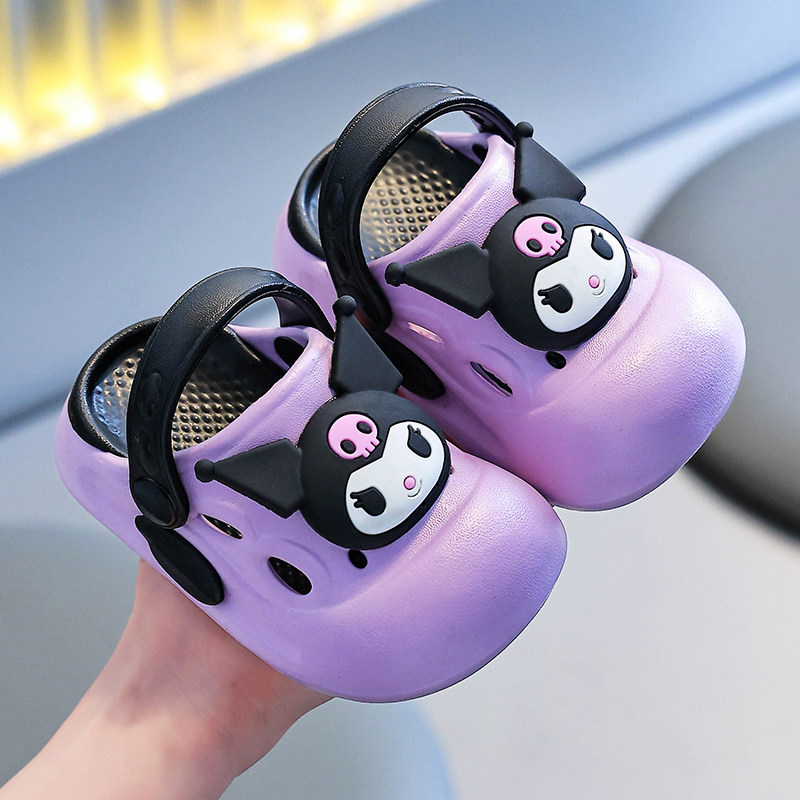 库洛米儿童洞洞鞋夏季女童卡通防滑软底宝宝拖鞋女孩沙滩包头凉鞋