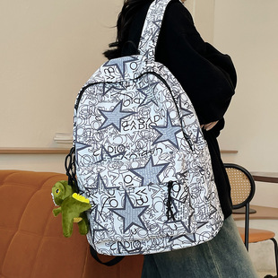 新款大容量休闲学生书包初高中生个性涂鸦百搭潮时尚旅行双肩背包