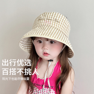 儿童防晒帽子春夏薄款 甜美可爱男女童遮阳凉帽 大檐宝宝空顶帽韩版