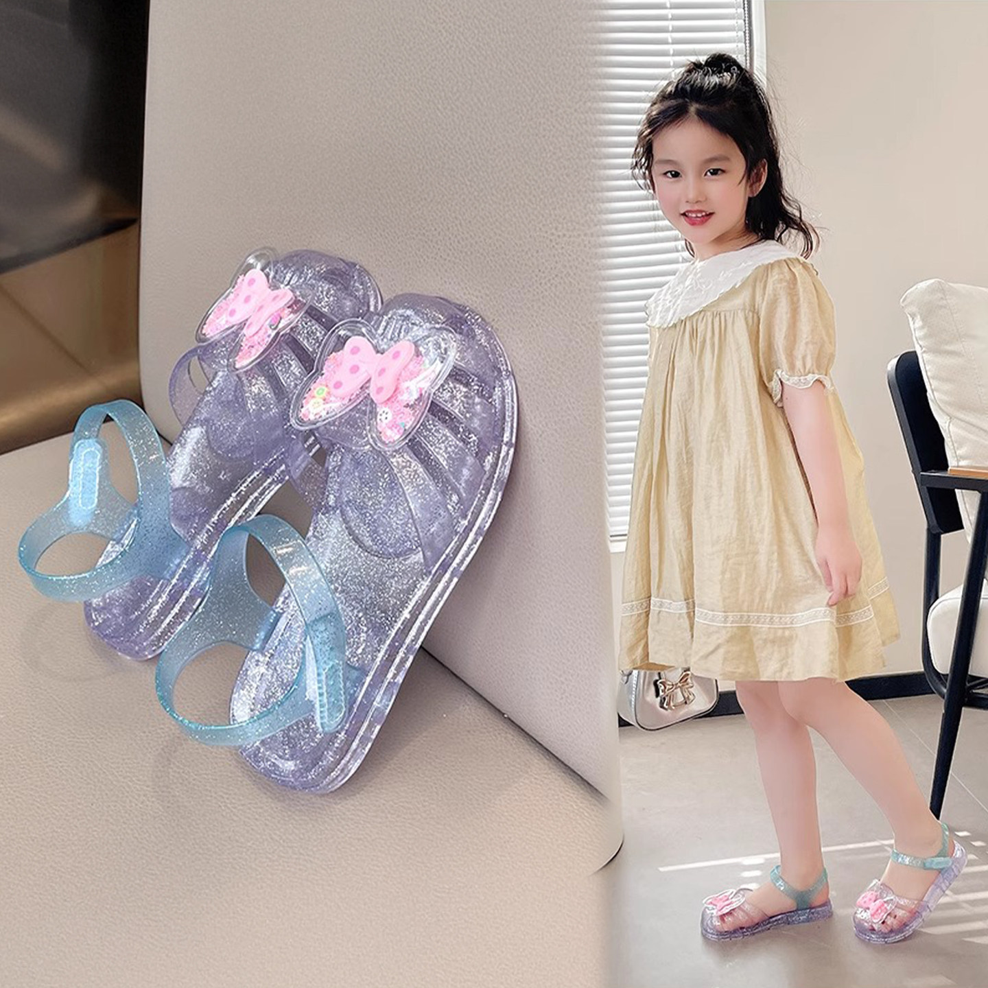 水晶塑料女童凉鞋2026新款夏季儿童果冻鞋软底防滑宝宝女孩沙滩鞋