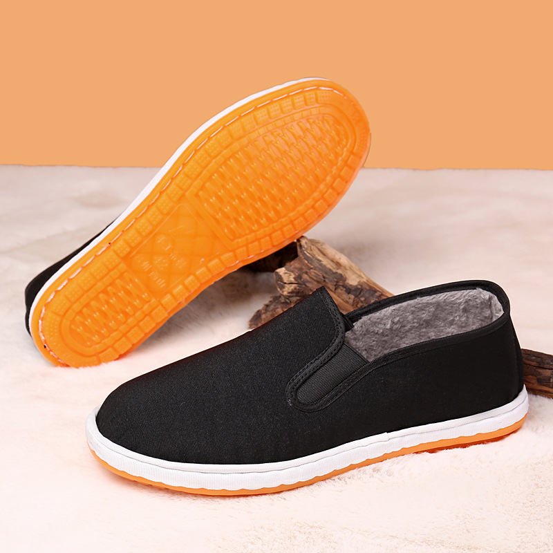 秋冬季加绒老北京布鞋女二棉工作鞋保暖一脚蹬休闲中老年人棉鞋子