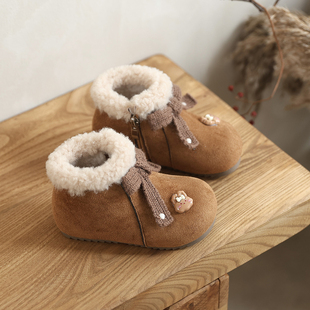 女童鞋雪地靴加绒2025新款冬季靴子儿童短靴冬鞋加厚棉鞋小童鞋子