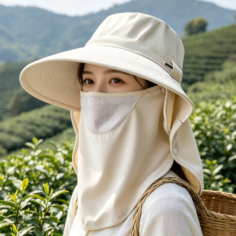 全方位防晒帽透气遮脸面罩护颈一体太阳帽防紫外线户外遮阳帽女夏图片