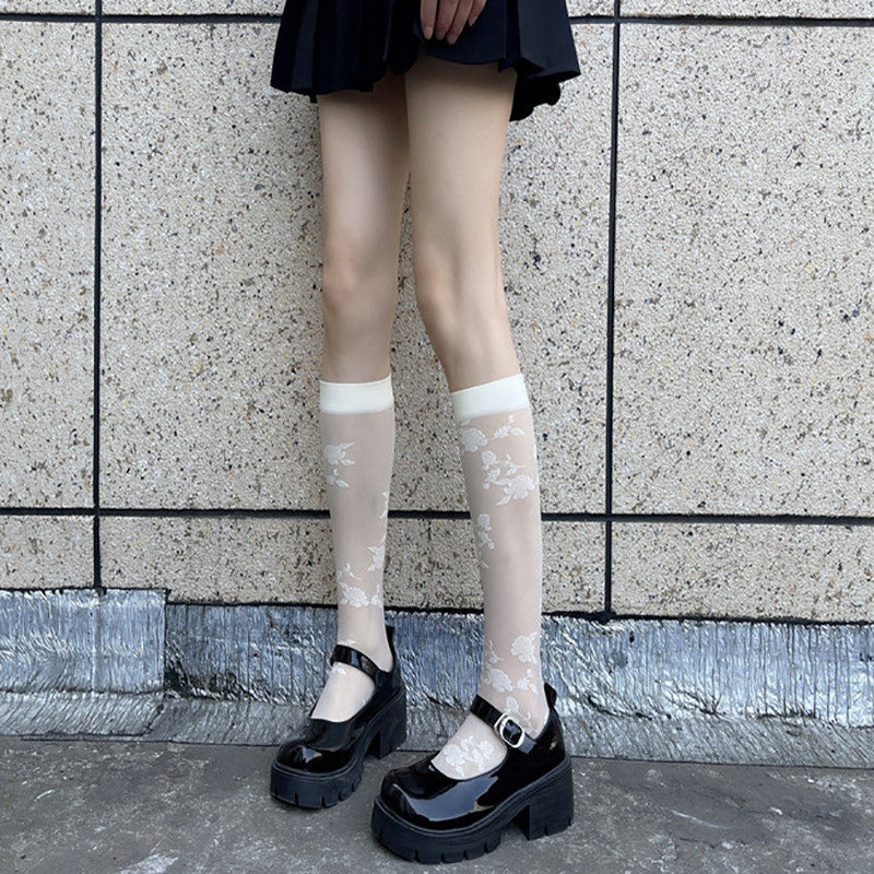 法式玫瑰提花中筒袜 防勾丝复古风短袜 美腿显瘦春夏薄款纯色小腿,女士内衣/男士内衣/家居服,中筒袜,淘宝优惠券,粉丝福利购,淘宝优惠卷