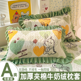 牛奶绒枕头套冬季 48cmx74cm冬天 加绒加厚珊瑚绒枕芯内胆套一对装