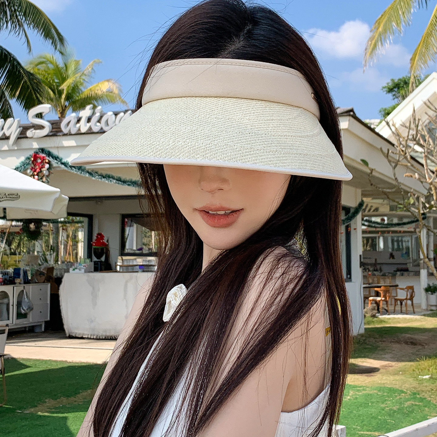 2026新款空顶帽女遮阳防晒夏季双层防紫外线发箍骑车不翻太阳帽子