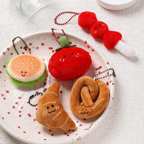 创意卡通食物毛绒公仔挂件百搭钥匙扣背包挂坠装饰小玩偶书包挂件