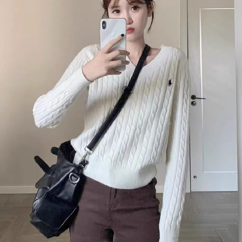 东莞大朗高端V领毛衣女装广州十三行不起球打底针织衫刺绣上衣秋