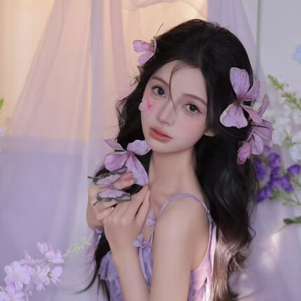 小红书爆款蝴蝶diy发卡蝴蝶窗莫奈花园直播间氛围感蝴蝶墙布置