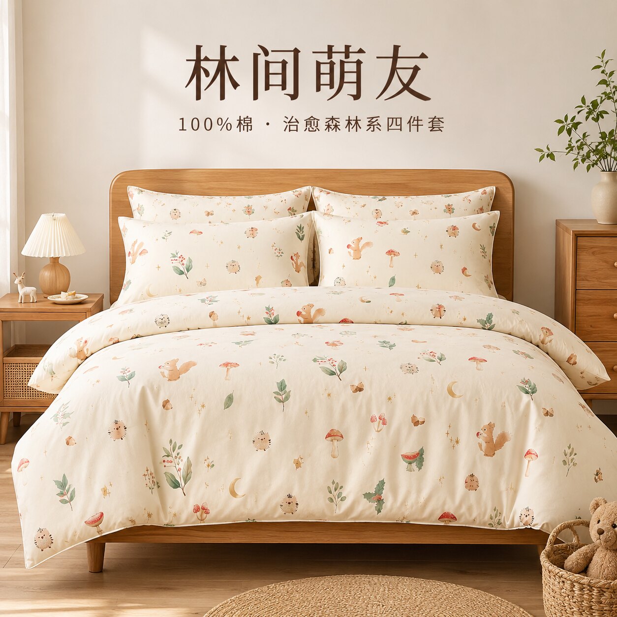 Natural Home/自然怡家100纯棉全棉四件套儿童被套双人床笠款