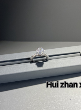 Hui zhan xi白钻六爪镶嵌日常款结婚婚戒戒指