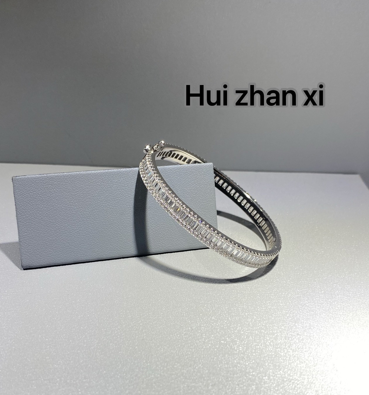 Hui zhanxi 培育白钻时尚轻奢T方钻手镯高级感足s925银镀金