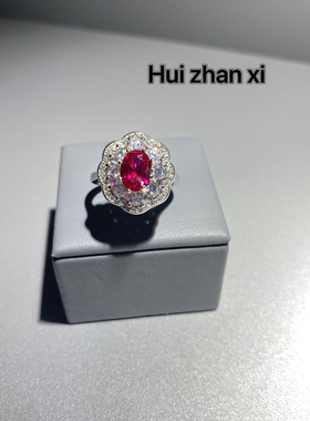 Hui zhanxi 培育红宝鸽血红蕾丝设计经典款戒指
