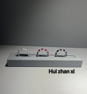 海蓝宝 xi培育蓝宝 粉蓝宝微镶满钻轮胎戒排戒戒指 zhan Hui