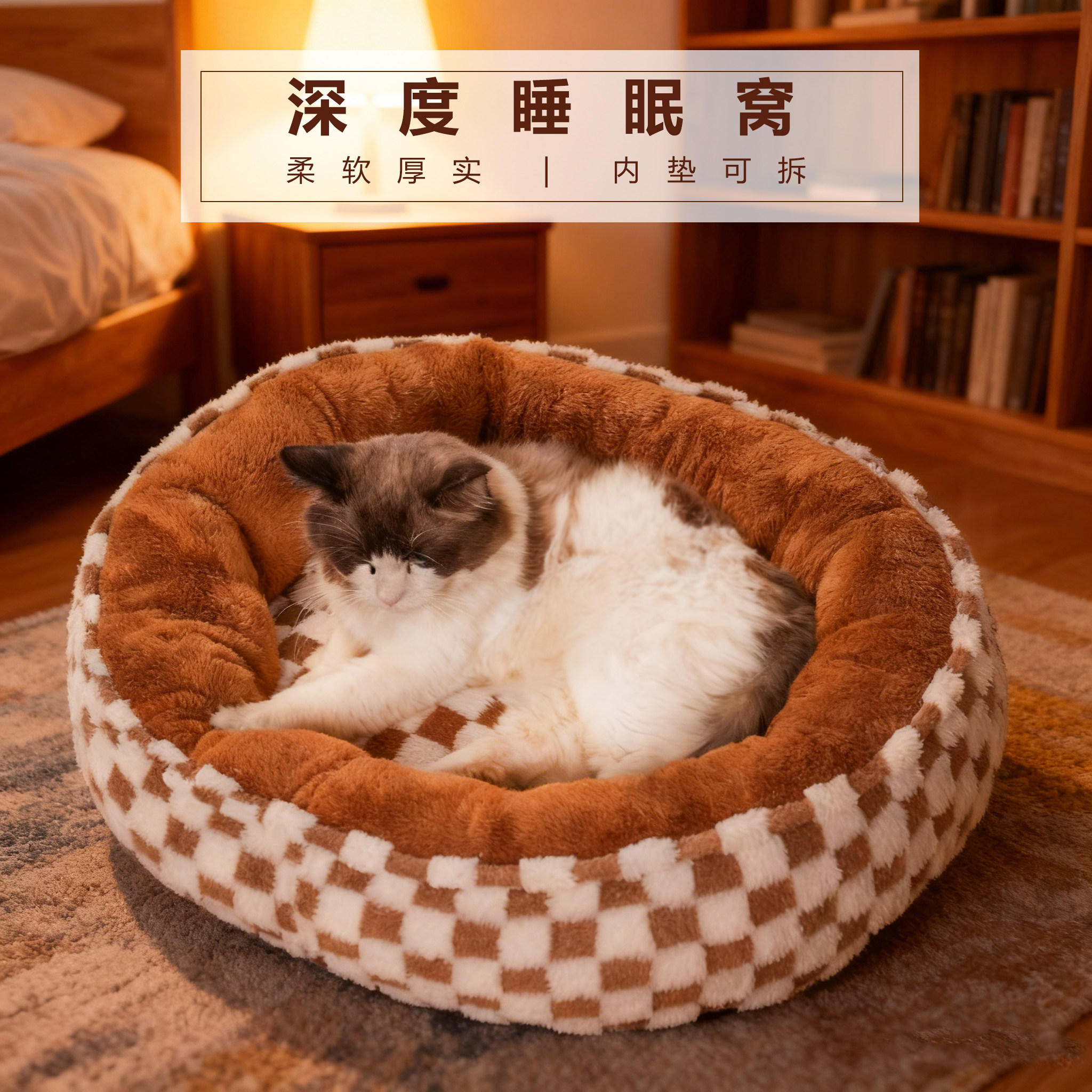 四季通用可拆洗狗窝猫窝加厚保暖大小型犬宠物睡垫秋冬宠物睡垫