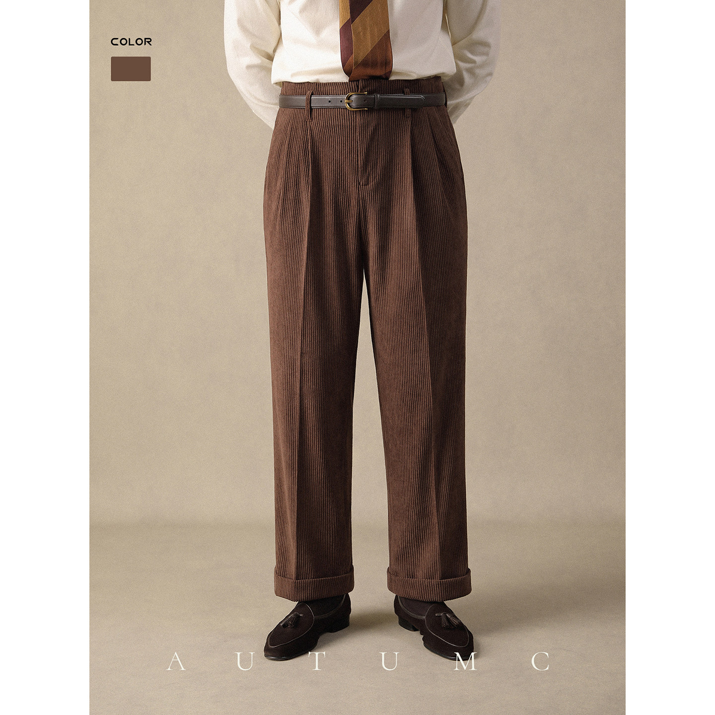 灯芯绒保暖西裤男冬季直筒垂感免烫休闲长裤商务修身好莱坞高腰裤