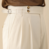 男夏季 直筒巴黎扣商务免烫休闲长裤 那不勒斯修身 高腰西裤 垂感裤 子