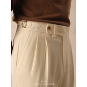 直筒西裤 子 巴黎扣绅士免烫高腰裤 男冬季 商务那不勒斯垂感休闲长裤