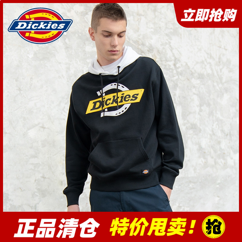 Dickies撞色拼接连帽情侣款卫衣春季新品毛圈布上衣宽松男8726-封面