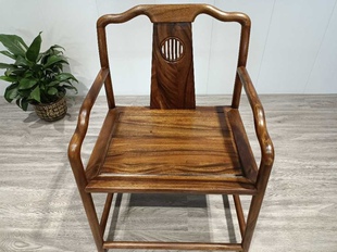 胡桃木浩然客椅纯料 62*50*90，实木新中式靠背椅黑胡桃木椅北欧