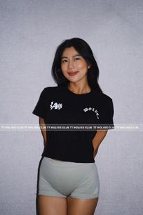 TTWOLVESCLUB狼头全棉柔软超轻透气轻薄修身女款运动小短袖C79