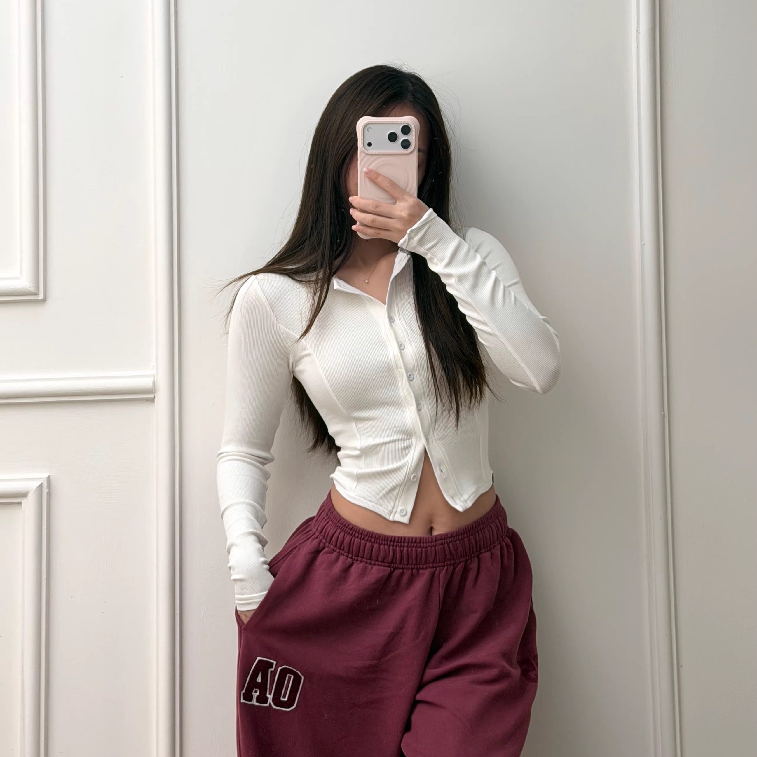 TTWOLVES螺纹高弹健身运动休闲女士纽扣开衫Mellow rib中等长度X7