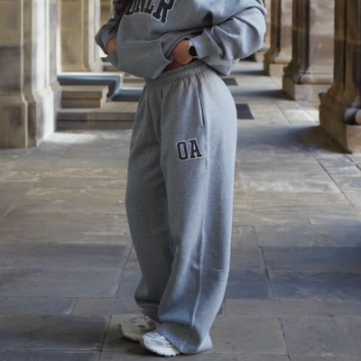 女士宽松全棉抓绒健身运动卫裤