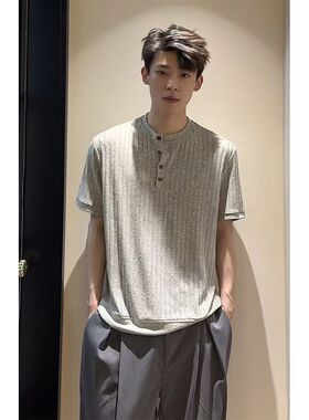 W447高质量夏季短袖P27灰色杏色M到3XL