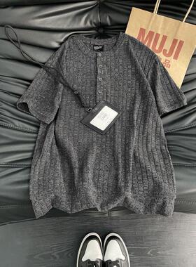 W447假两件短袖P27灰色杏色M到3XL