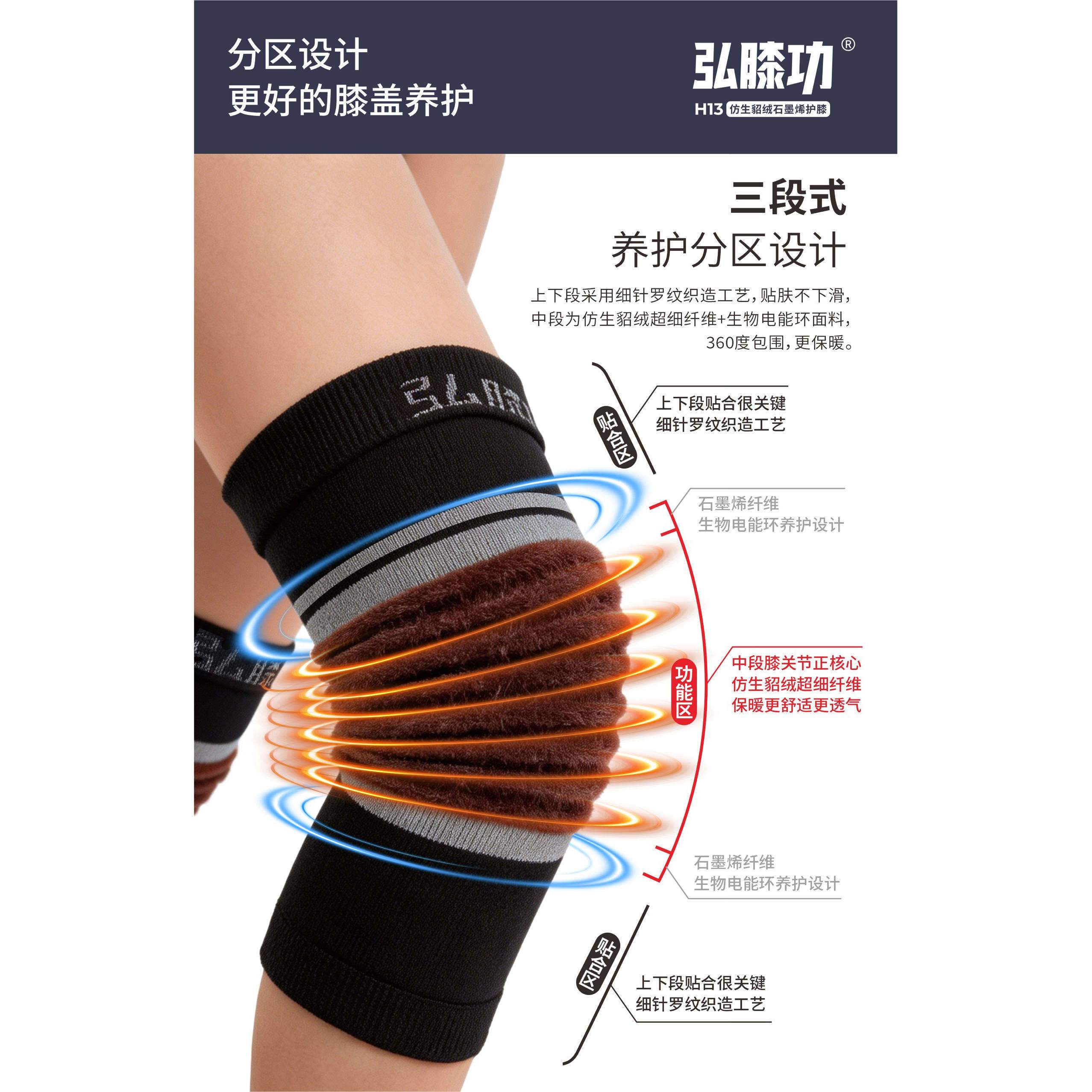 石墨烯发热护膝男女运动保暖护套