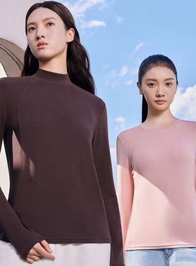 红一号暖超人打底衫女半高领22161德绒秋冬圆领长袖保暖内搭22165