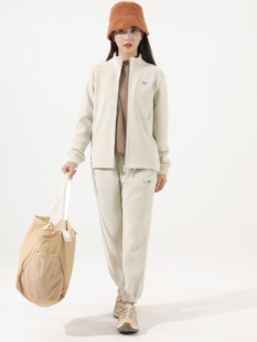 梵贝希2023年秋冬新款女拉芙绒立领拉链防风上衣保暖外套8362021