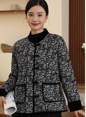 森牧羊毛驼绒花棉袄中老年女士保暖上衣老太太加大码开衫外套棉服