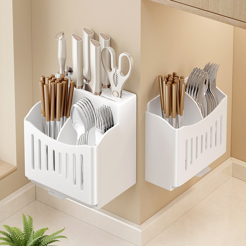 白色刀架筷子筒免打孔