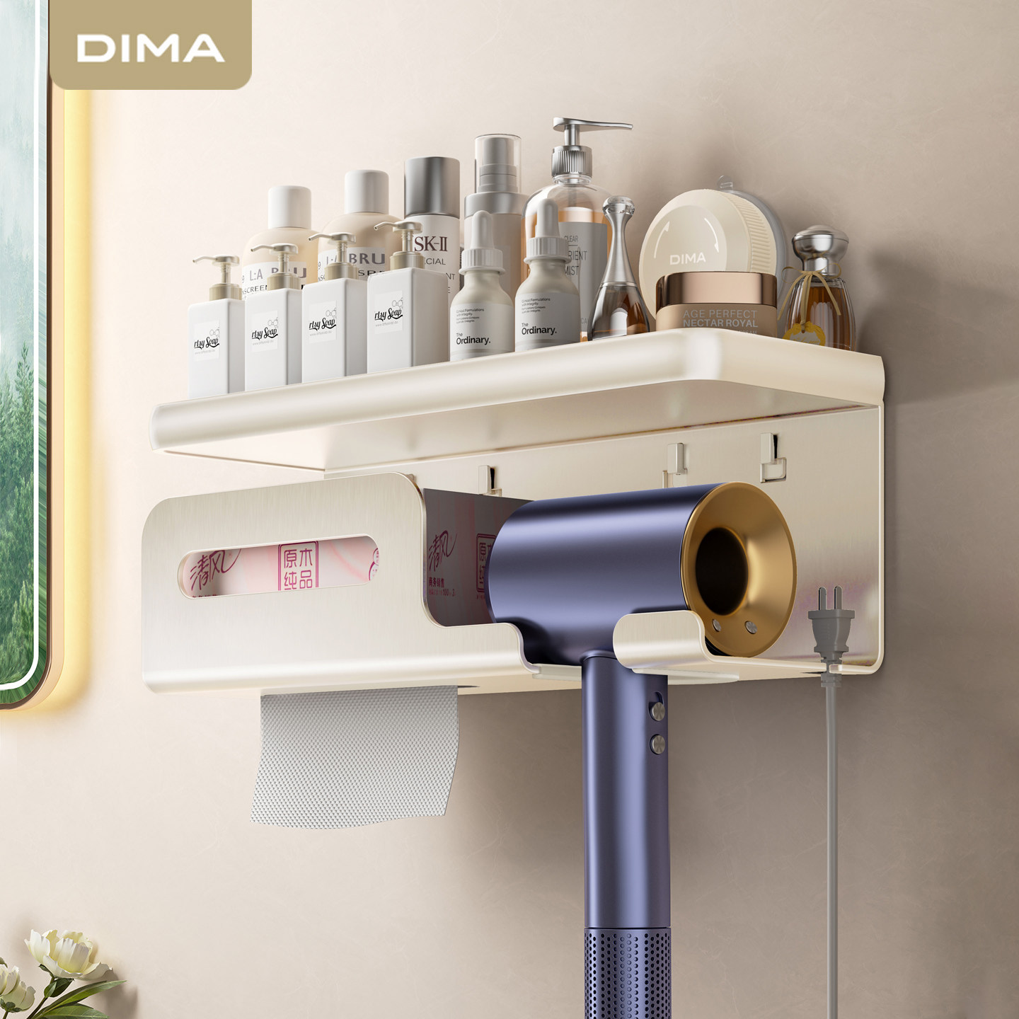 吸盘吹风机置物架戴森徕芬电吹风筒支架免打孔卫生间挂架浴室架子