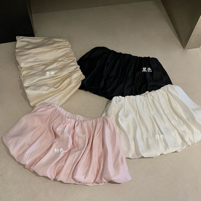 WGWE早春韩系时髦仙女百搭显瘦气质高腰蓬蓬花苞半身裙裤女W8709