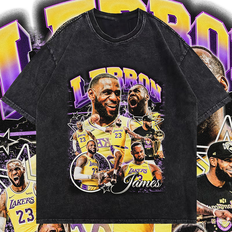 vintaget恤篮球勒布朗·詹姆斯LeBron James美式水洗做旧复古短袖