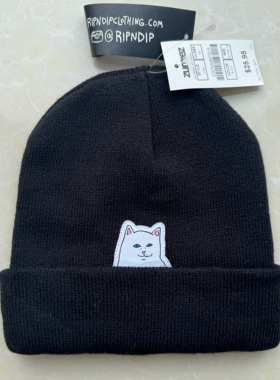 美潮RIPNDIP中指贱猫针织冷帽