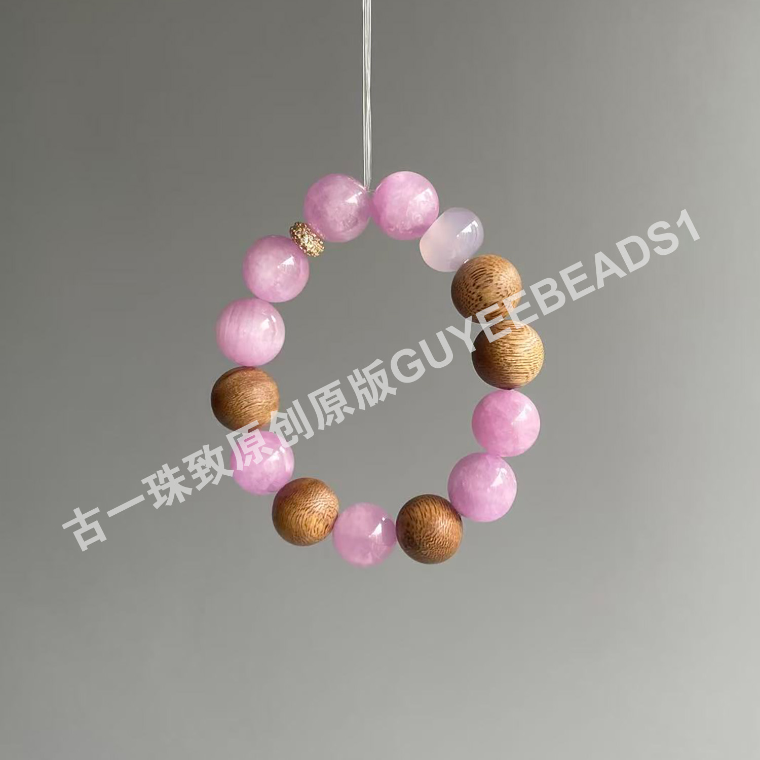 【暮杉】一眼倾心 古一珠致原创紫水晶奇楠木复古融合手串