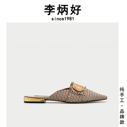 李炳好 手工鞋2024新品青春女士粗跟包头半拖鞋AU36SS4F2000