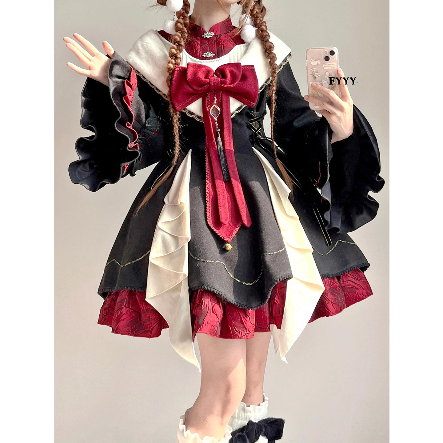 圣诞节跨年夜cos服黑红中华风