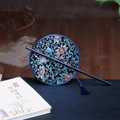 古风仿乌木迷你可卷腰扇