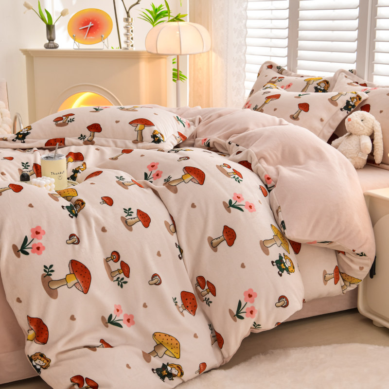 2024新款冬天珊瑚绒床上四件套加厚保暖牛奶绒床单双面绒被套床笠